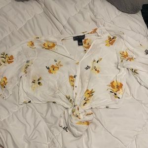 I have a flower cropped blouse.